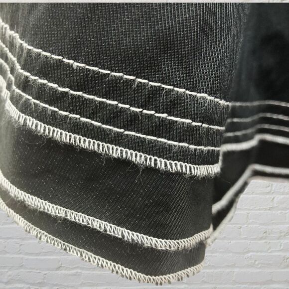 Emanuel Ungaro Black Flared Skirt Size 6 White Stitch Detail - Picture 7 of 14